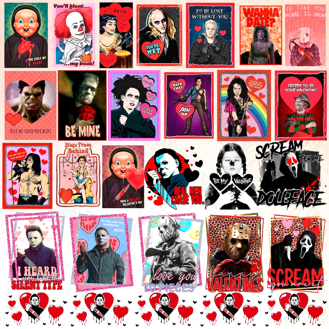 Bundle Horror Valentine Png Bundle, Killer Be My Valentine Png