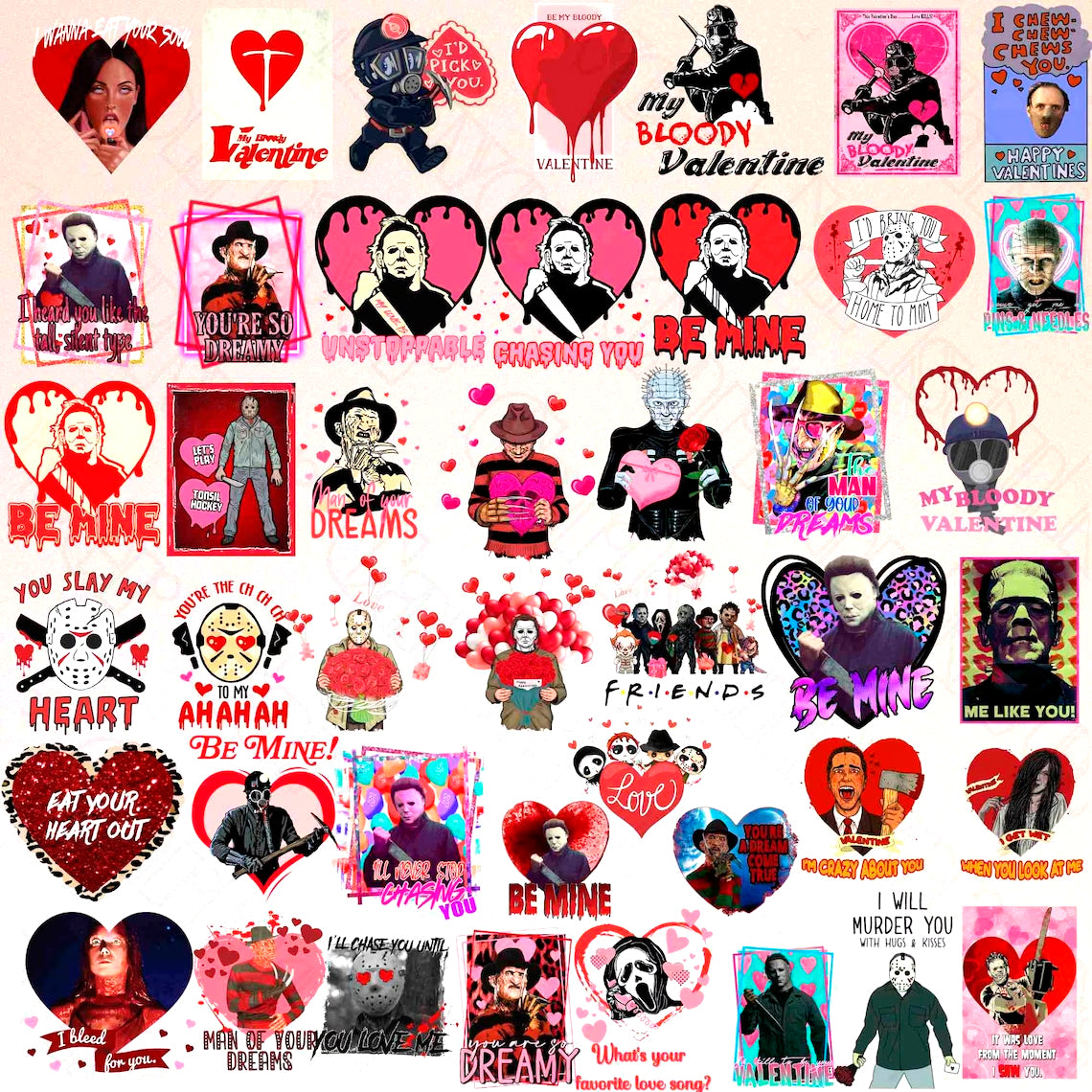 Bundle Horror Valentine Png Bundle, Killer Be My Valentine Png