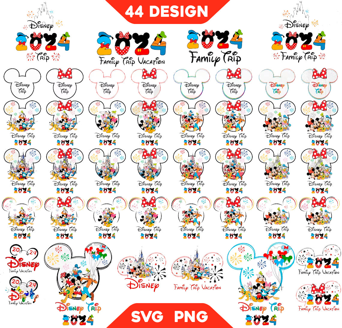 Bundle Disney Family Trip 2024 Svg Png, Mickey Vacation 2024 Svg