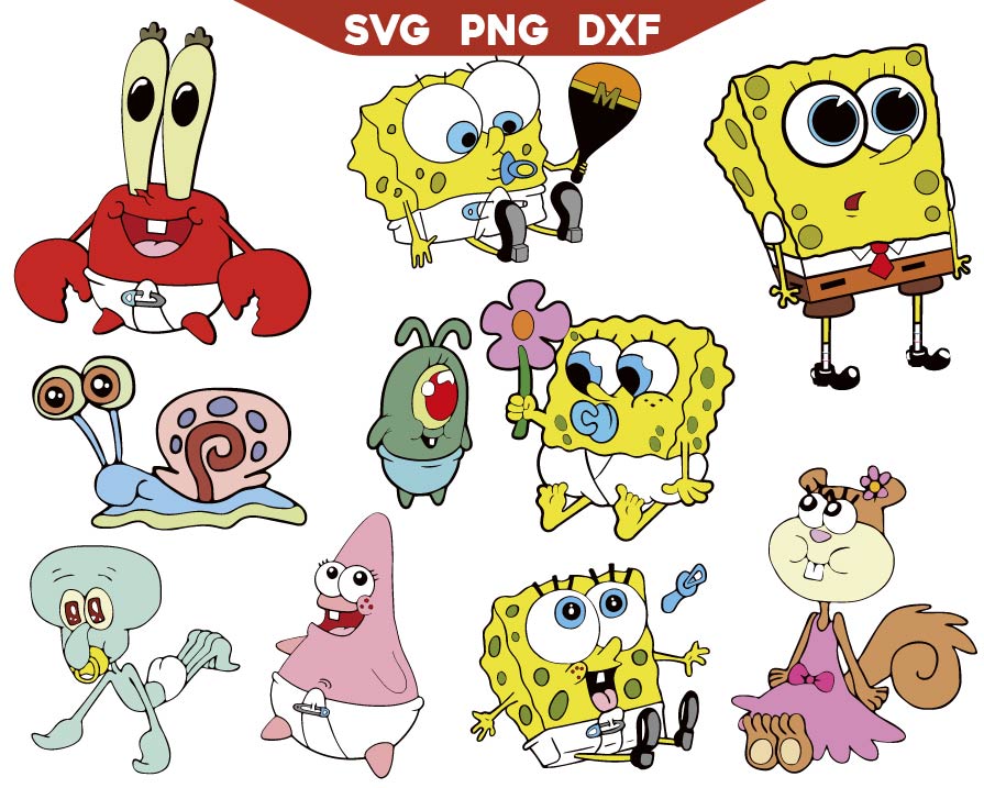 Baby SpongeBob Svg Bundle, SquarePants Svg