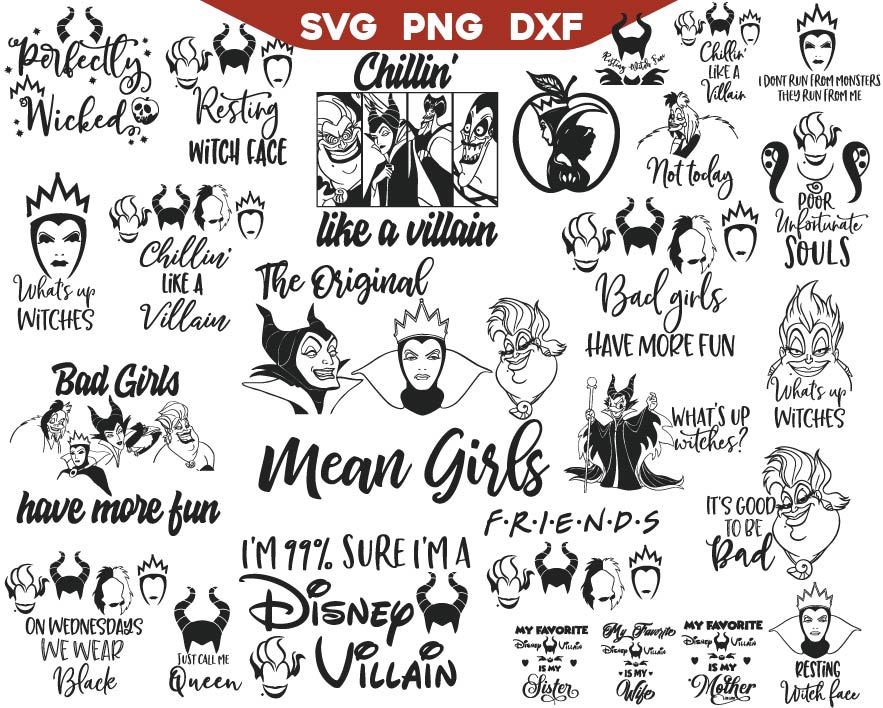 Bad Girl Svg Bundle, Villains svg