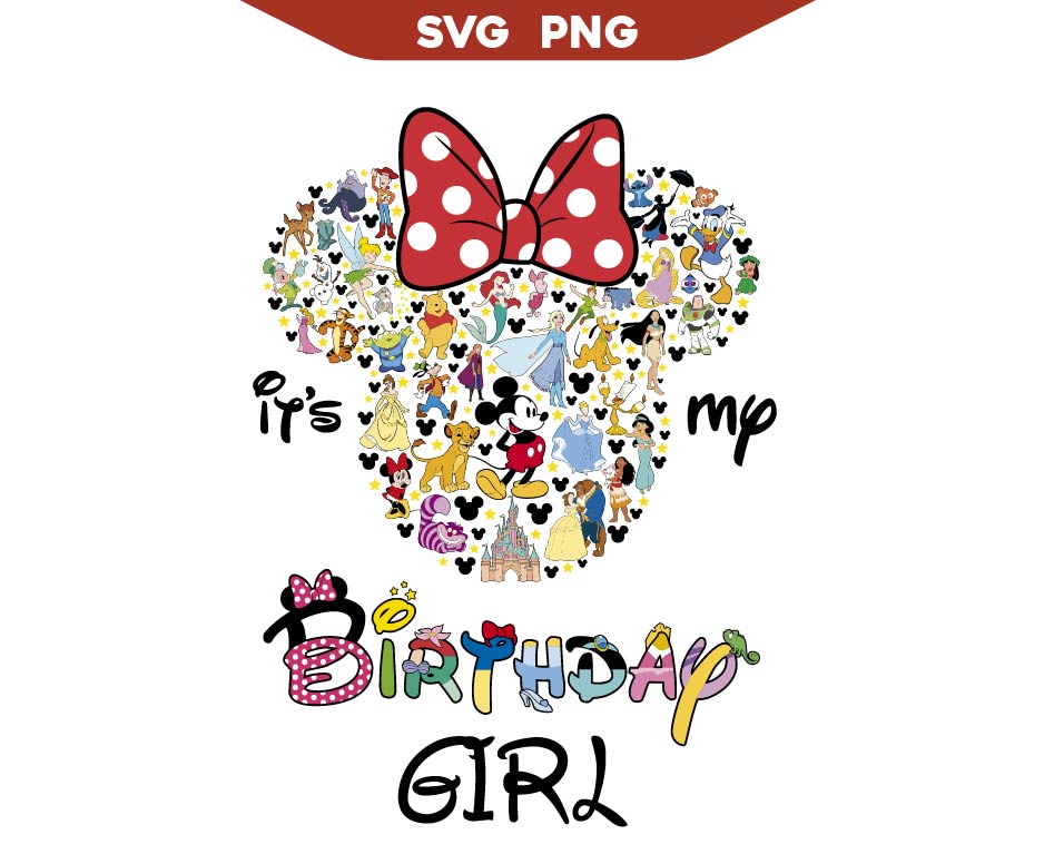 Birthday Girl Minnie Mouse Head Svg Png