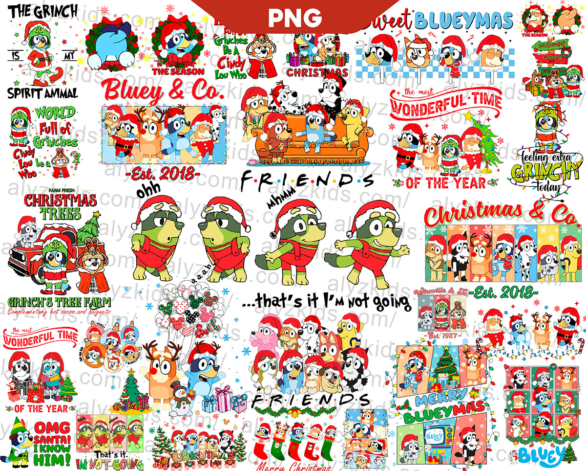 Bluey Family Christmas Png, Bluey Christmas Png Bundle