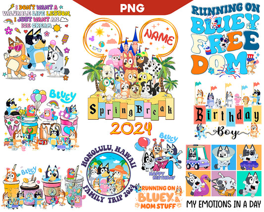 Bluey Family Trip Png, Bluey Friends Png Bingo Birthday Png