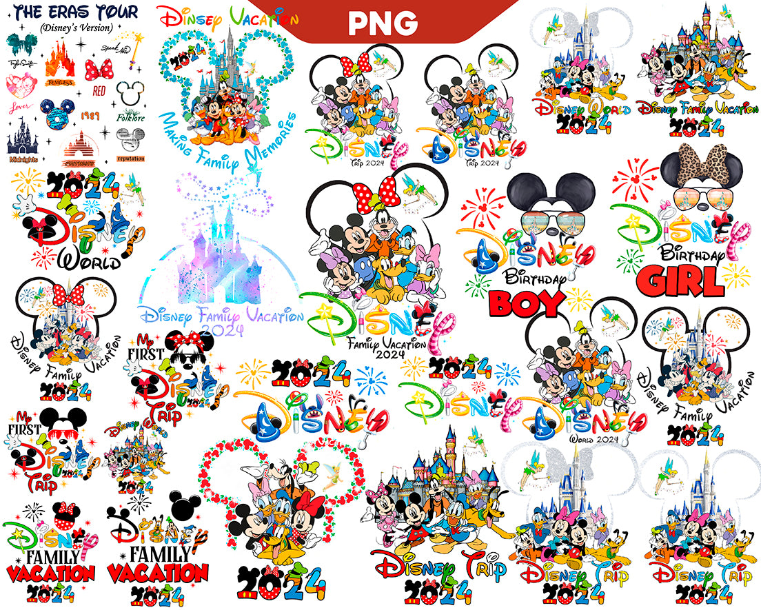 Bundle 33 Files Disney Family Trip 2024 Png, Magical Kingdom Png