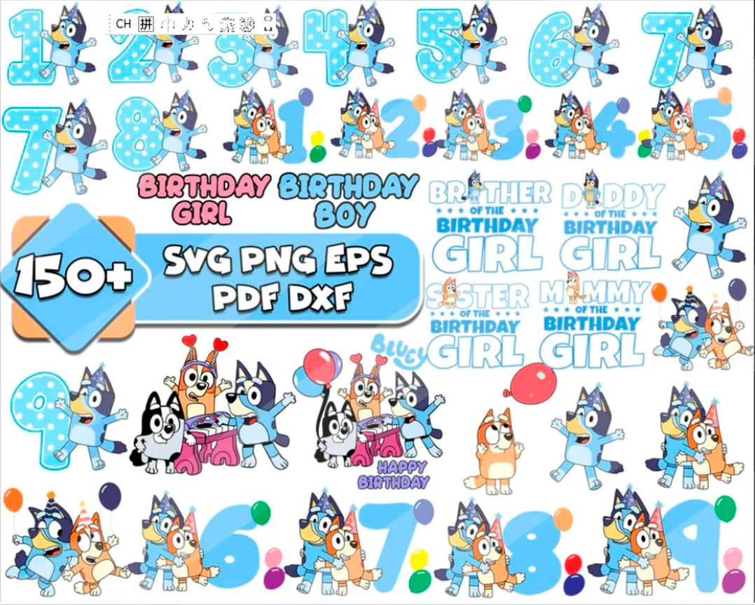 Bundle Bluey Birthday Boy Svg Png, Bluey Birthday Girl Svg