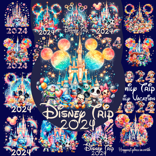 Bundle Disney Family Trip 2024 Png, Designs Magical Castle Png