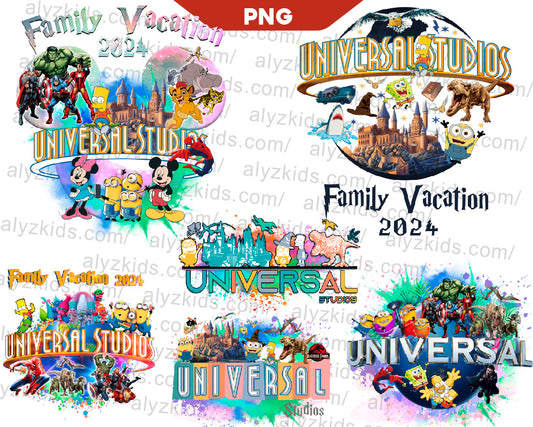 Bundle Disney Family Trip 2024 Png, Universal Studio 2024 Png