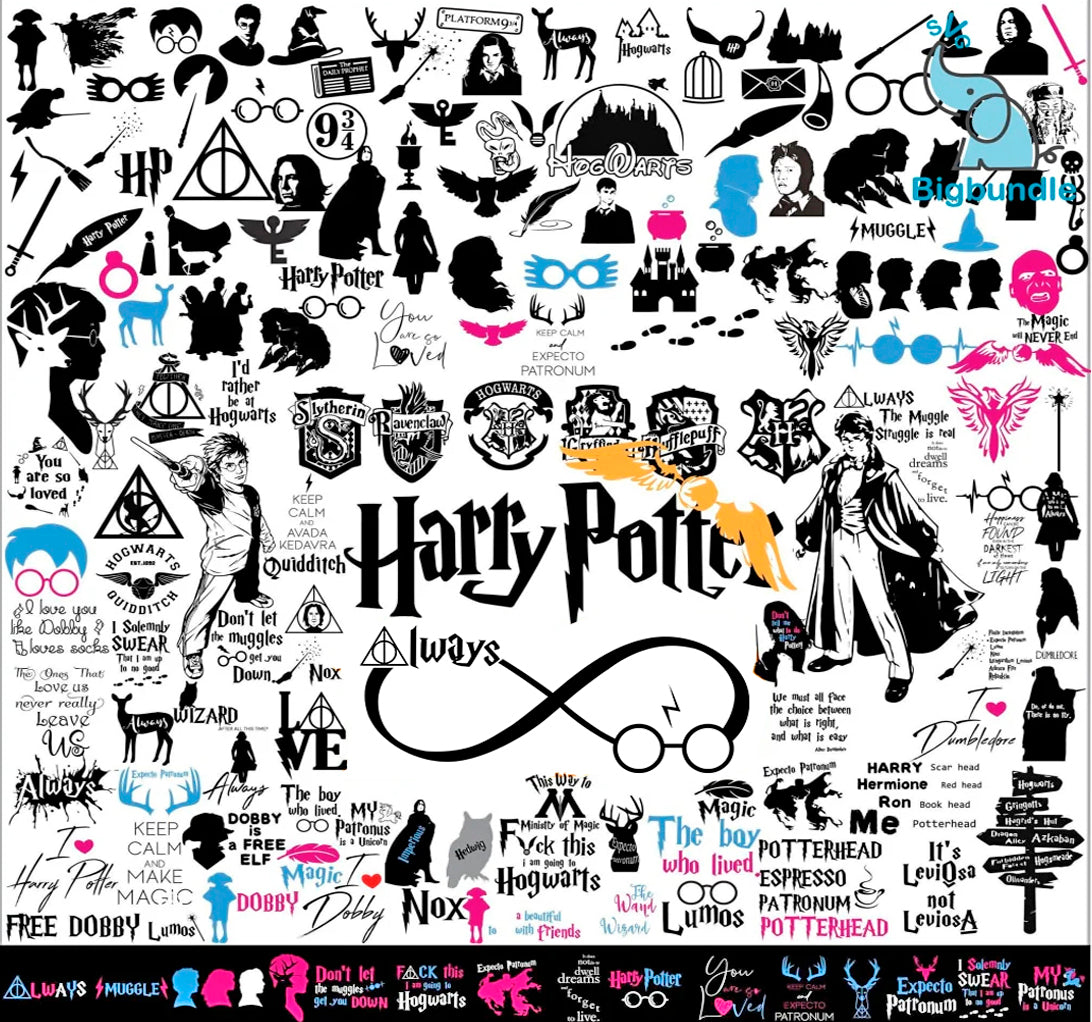 Harry Potter Svg Png Bundle, Hogwarts House Svg Magic Wizard