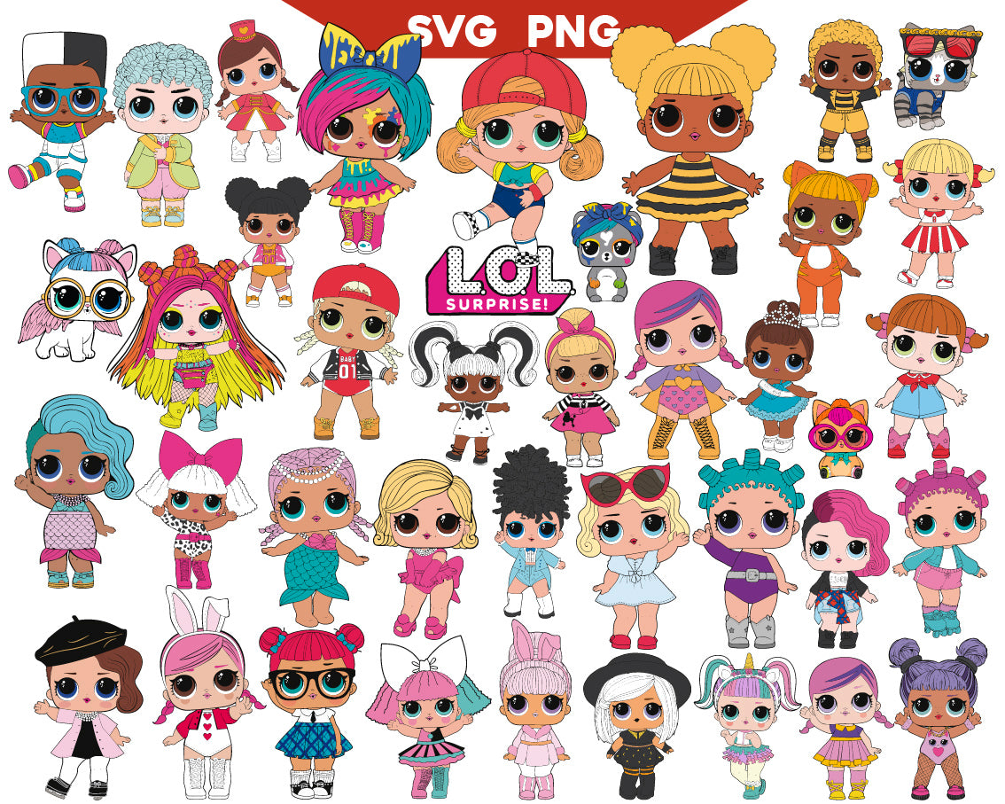 Bundle Lol Dolls Clipart Svg Png, Lol Surprise Svg, Lol Doll Pets Svg