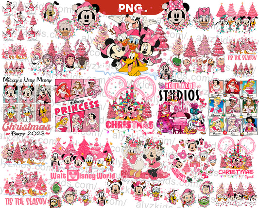 Bundle Pink Mickey Christmas Png, Disney Christmas Squad Png