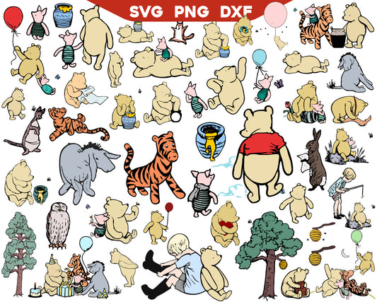 Classic Pooh Svg Png Bundle, Retro Pooh Svg, Winnie the Pooh Svg