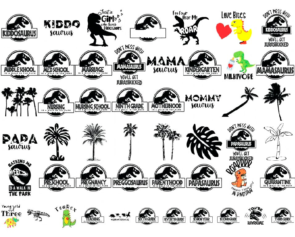 Dinosaur Silhouette Collection Svg Png Bundle