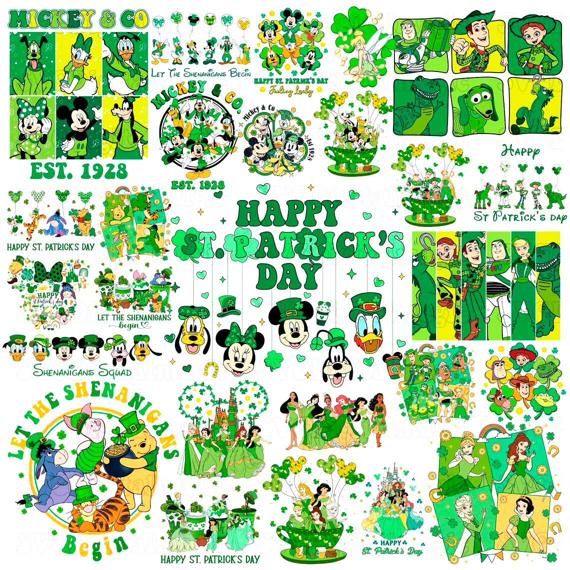 Bundle Disney St. Patrick Day Png, Mickey Happy Patrick Day Png