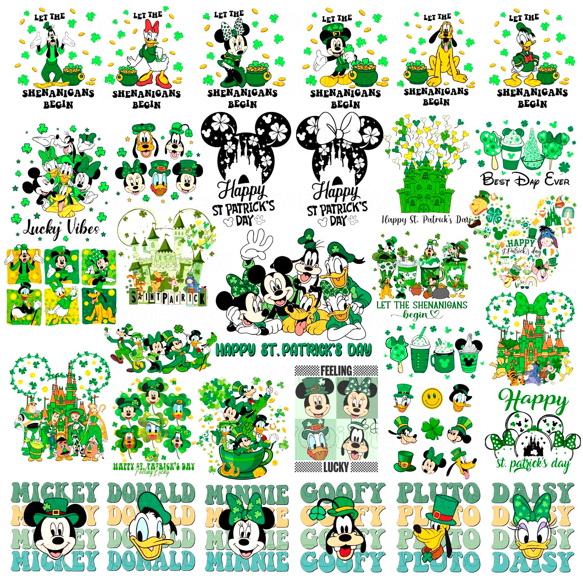 Bundle Disney St. Patrick Day Png, Mickey Happy Patrick Day Png