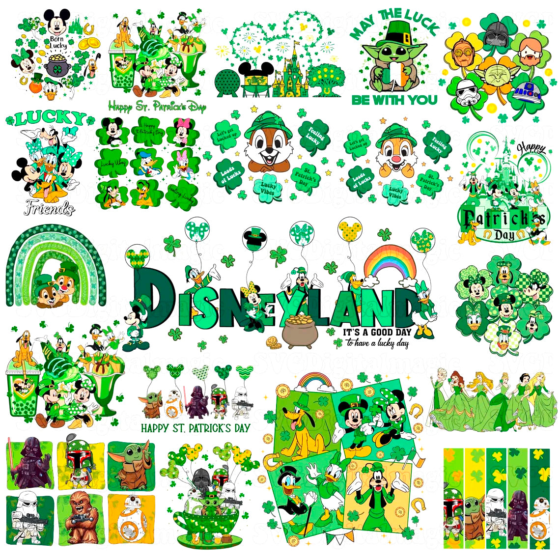 Bundle Disney St. Patrick Day Png, Mickey Happy Patrick Day Png