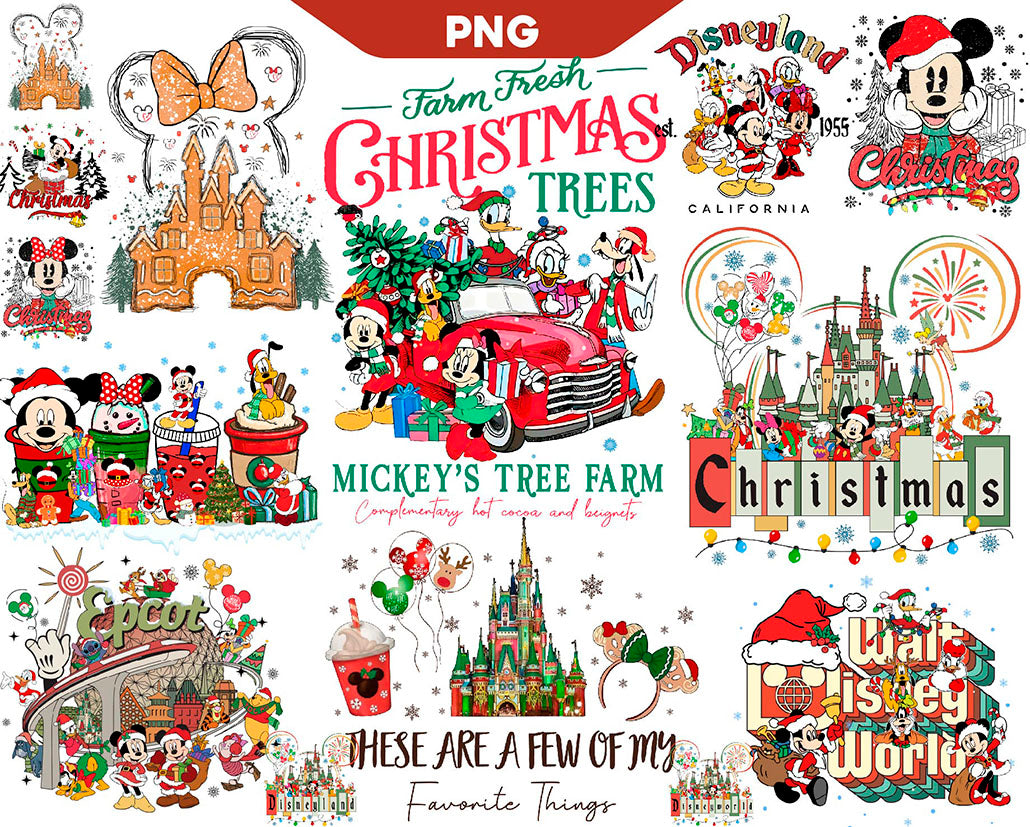 Disney Mouse Merry Christmas Png Bundle