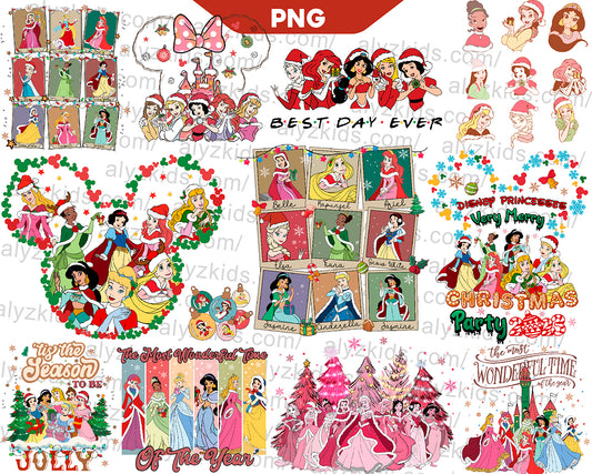 Disney Princess Christmas Png Bundle, Magic Princesses Png