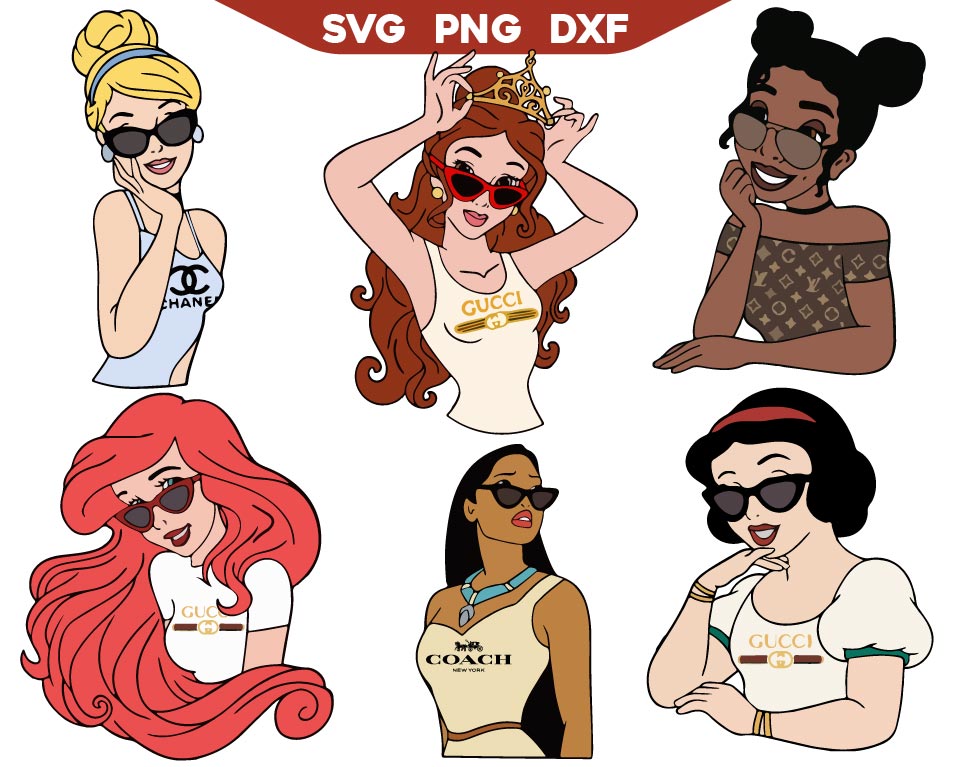 Disney Princess Fashion Svg Bundle