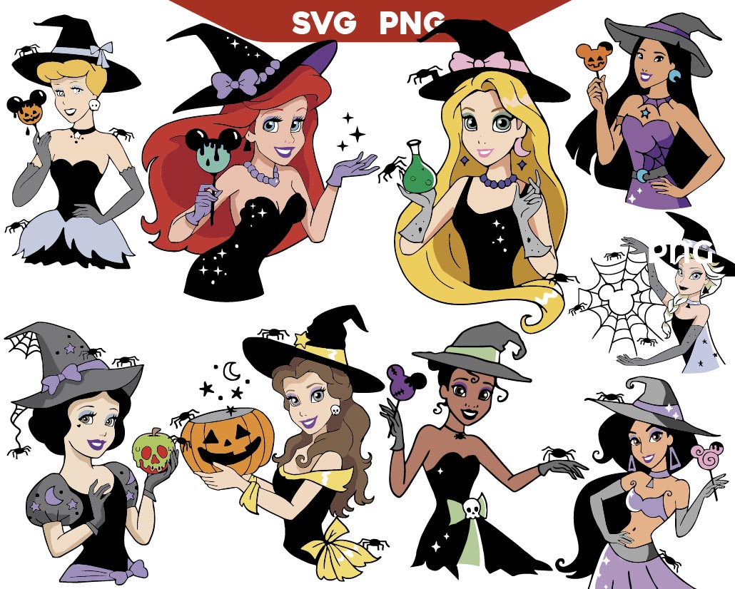 Disney Princess Halloween Svg Bundle Png