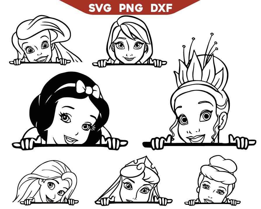 Disney Princess Peeking Svg Bundle