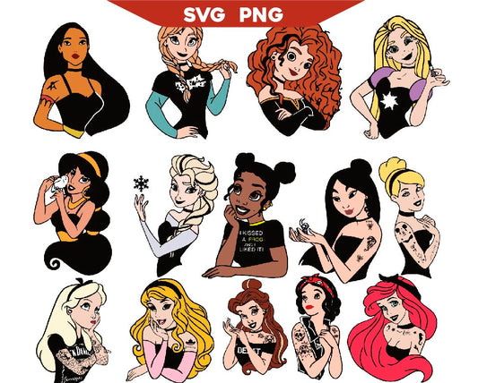 Disney Punk Svg Bundle, Princess Punk Svg