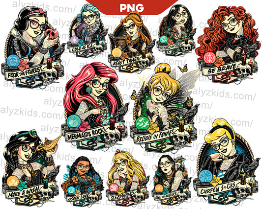 Disney Rock Princess Png Bundle, Disney Punk Princess Png