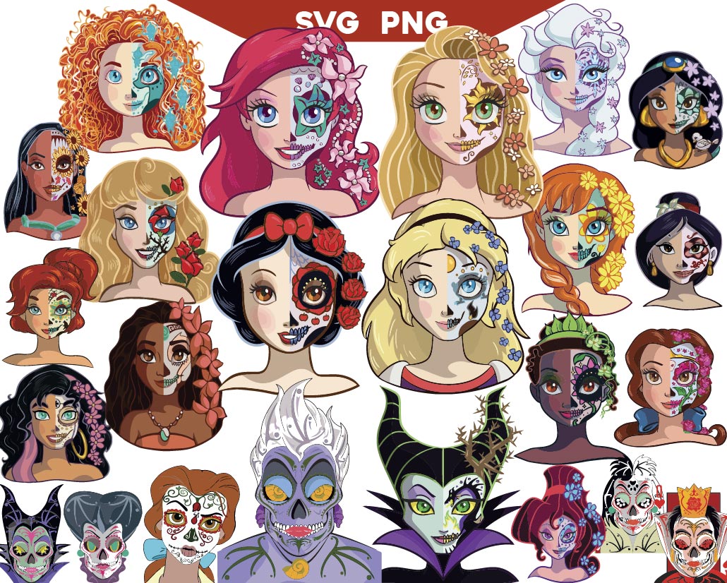 Disneyland Princess Catrinas Svg Bundle Png