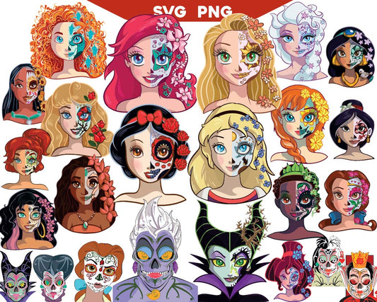 Disneyland Princess Catrinas Svg Bundle Png