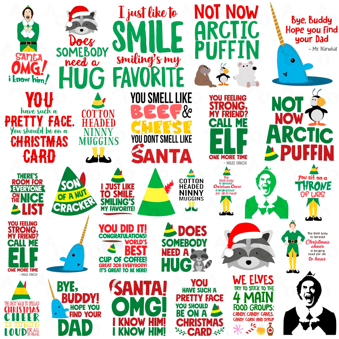 Bundle Buddy the Elf Svg Png, OMG Santa I Know Him Svg