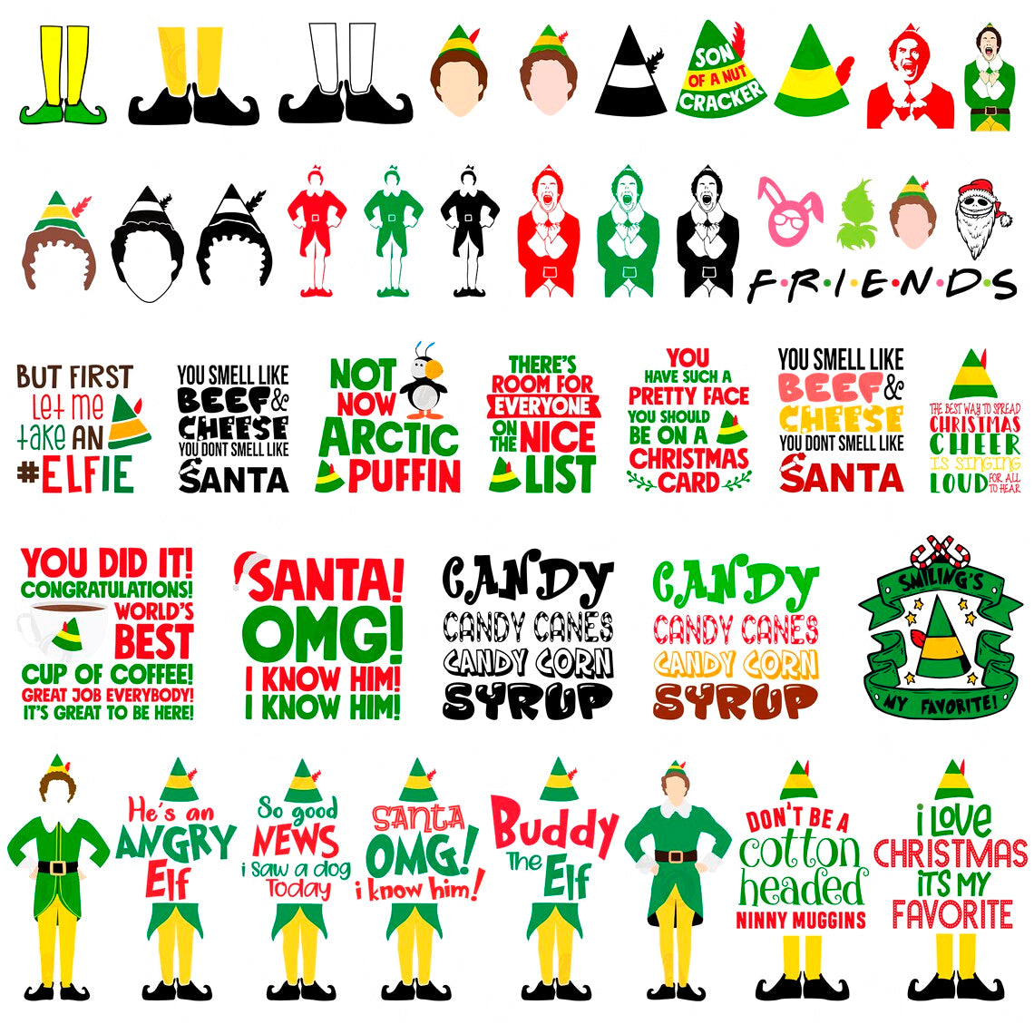 Bundle Buddy the Elf Svg Png, OMG Santa I Know Him Svg