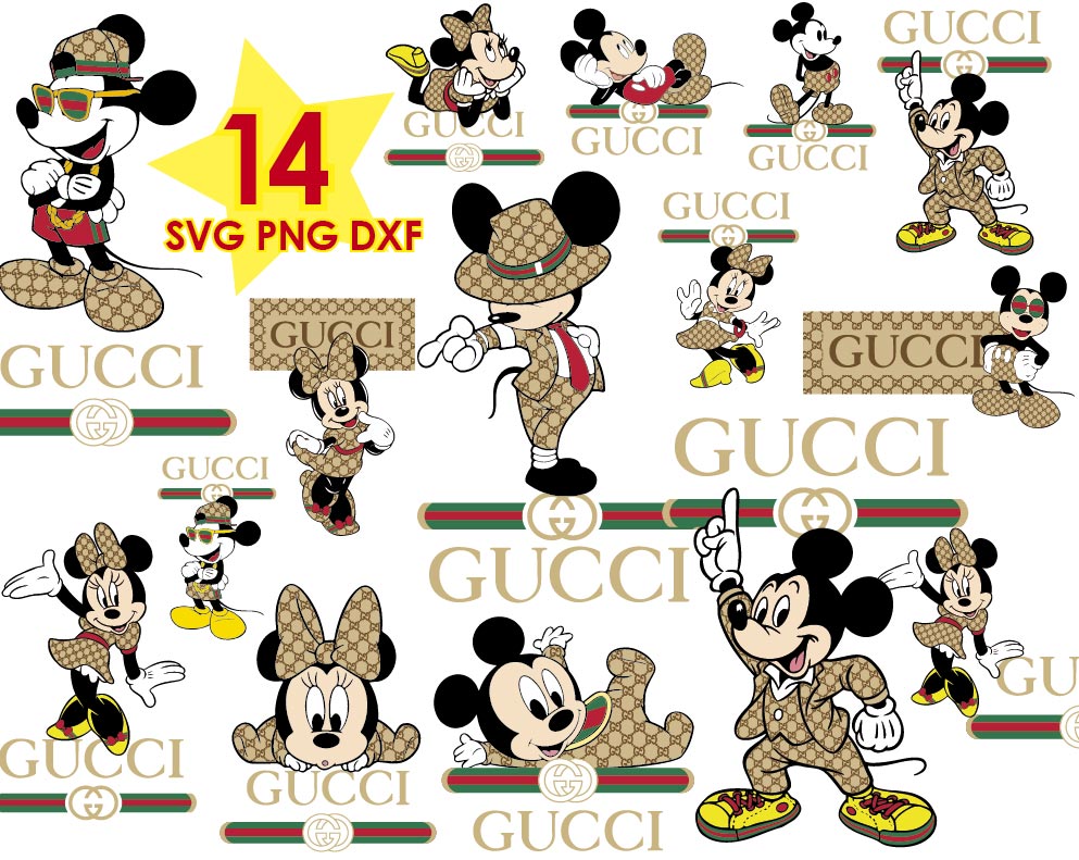 Inspired Gucci Mickey Svg Png Bundle, Disney Gucci Mouse Svg