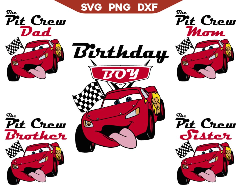 Lightning McQueen The Pit Crew Birthday Svg Bundle