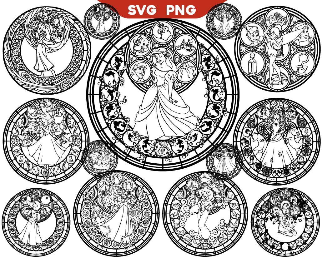 Mandala Princess Svg, Disney Princess Mandala Svg