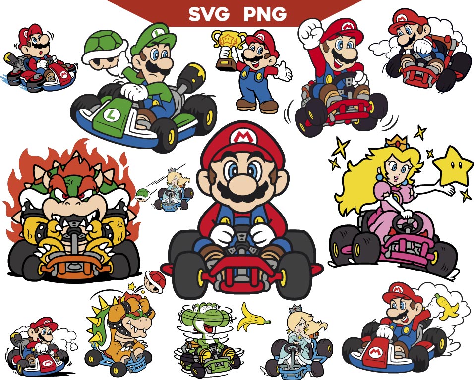 Mario Bros Kart Svg Bundle