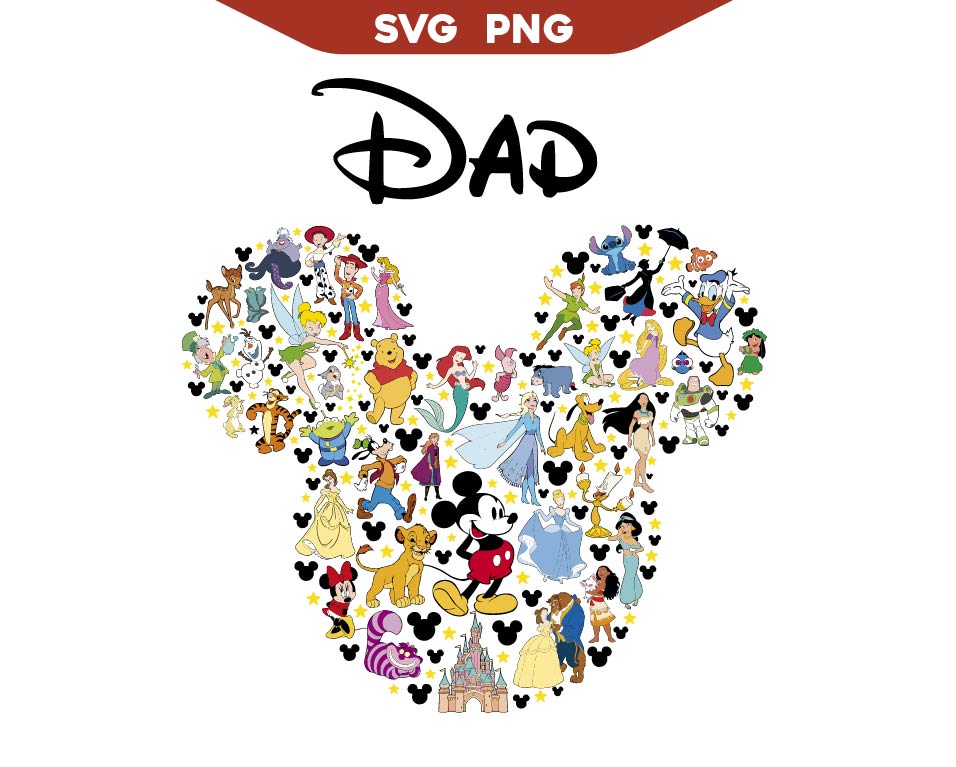 Mickey Head Dad Disney Characters Svg Png