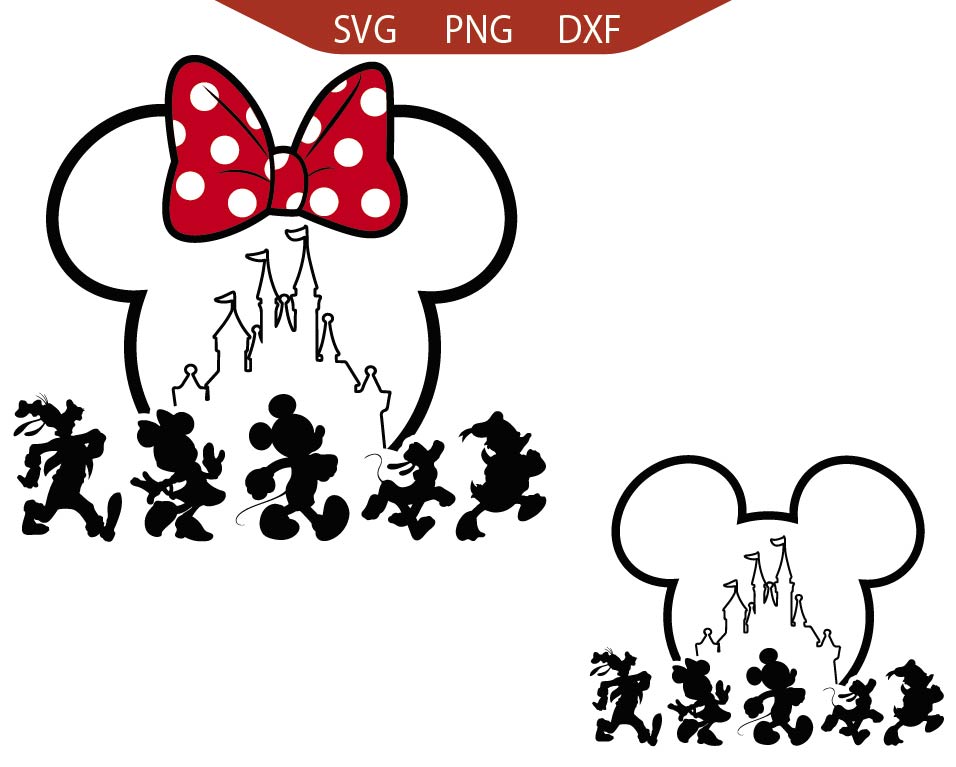 Mickey Head Friends Outline Svg Png