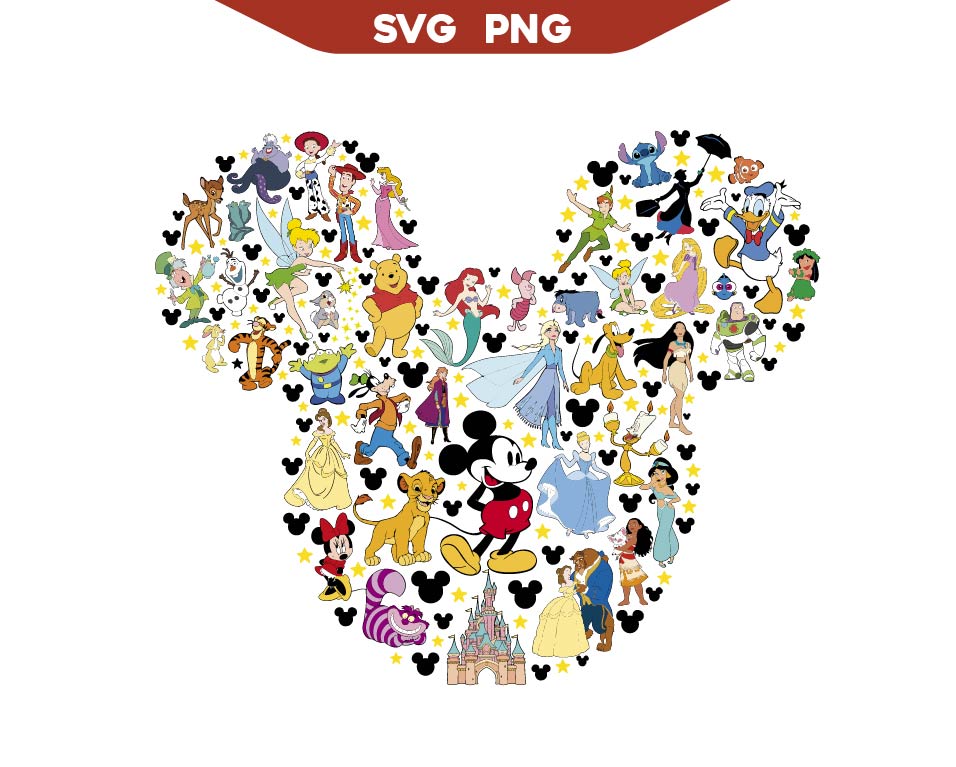 Mickey Mouse Head Svg, Disney Characters Svg Png