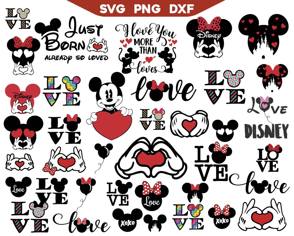 Mickey Valentine's Day Svg Bundle, Disney Love Svg