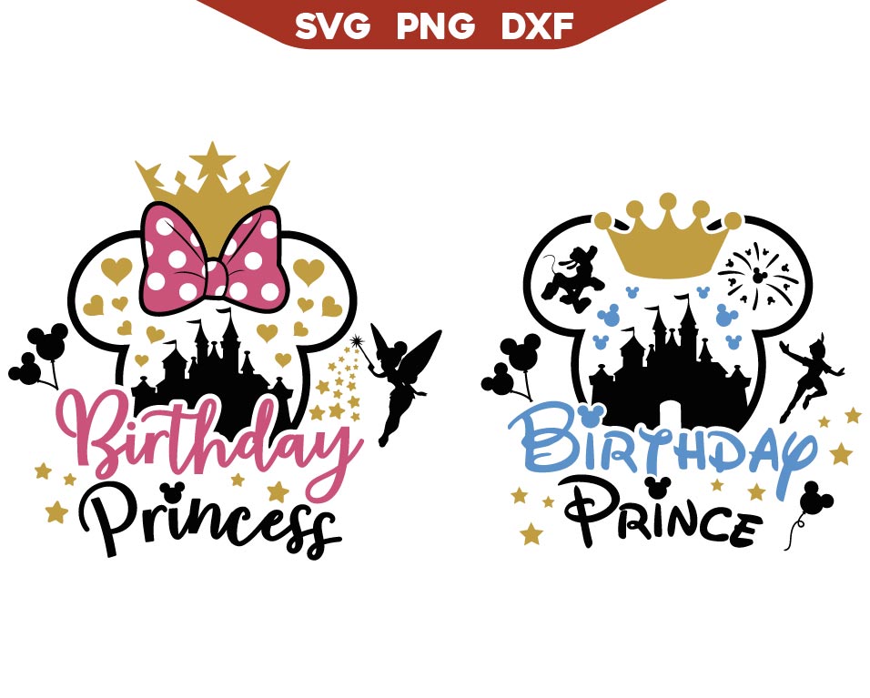 Minnie Birthday Princess Svg, Mickey Birthday Prince Svg