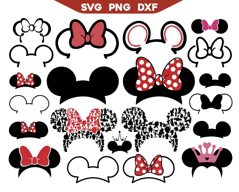 Minnie Mickey Half Head Svg Bundle