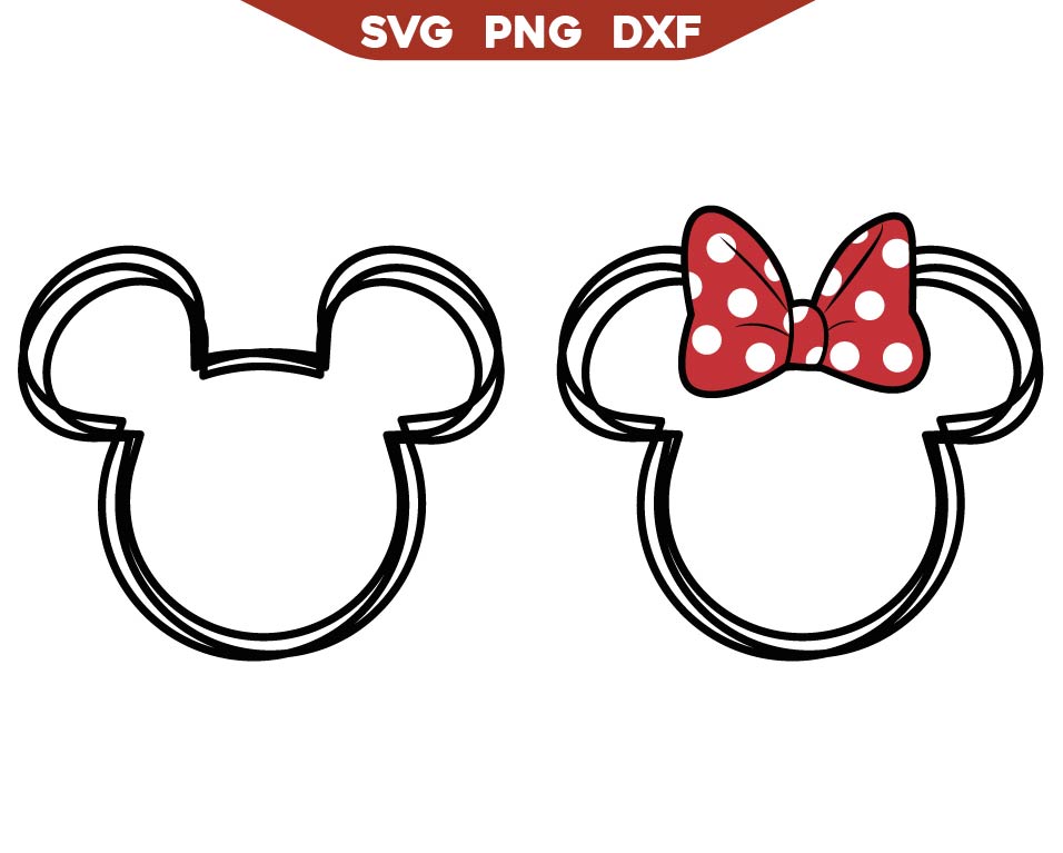 Minnie Mickey Head Outline Svg Png – AlyzKids