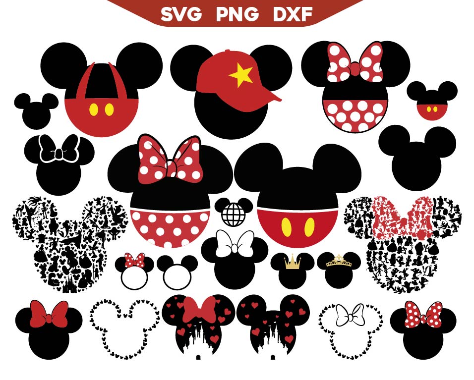 Minnie Mickey Heads Svg Collection Bundle