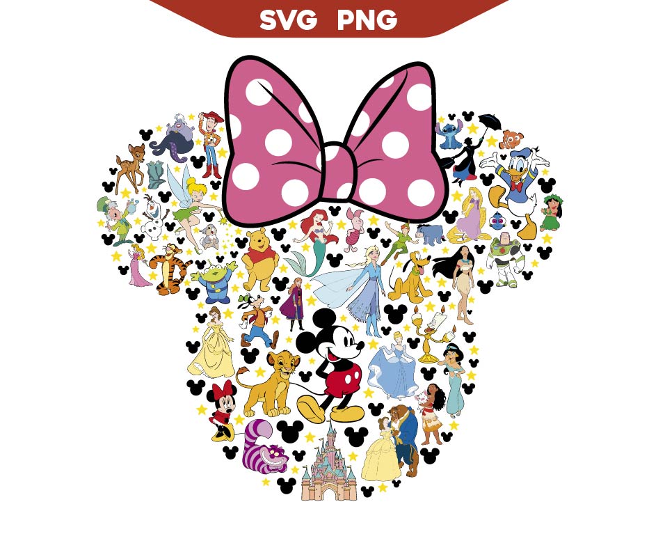 Minnie Mouse Head Svg, Disney Characters Svg