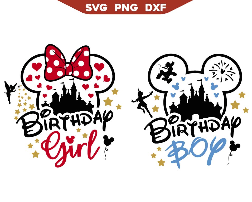 Mouse Birthday Girl Svg, Mickey Birthday Boy Svg