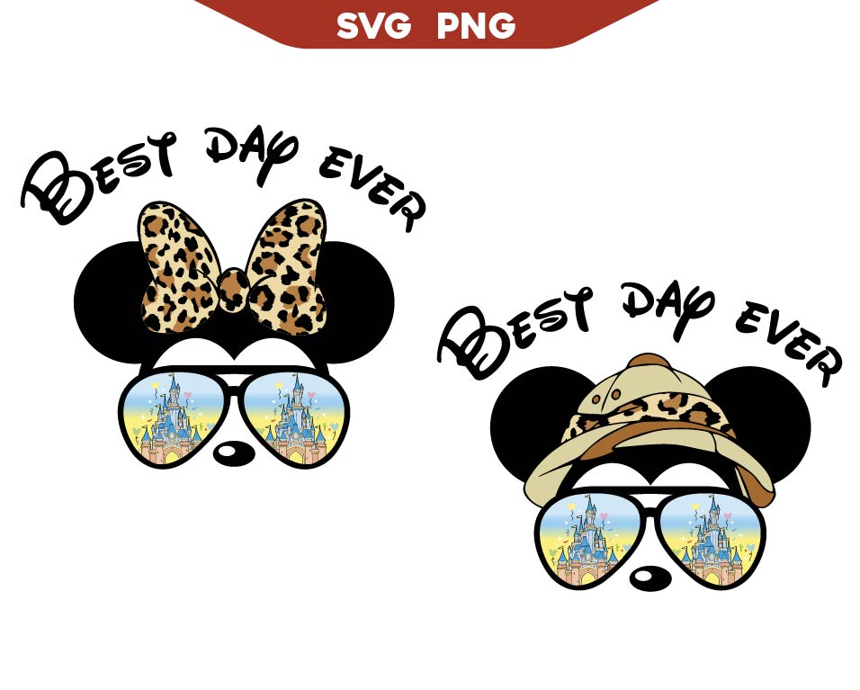 Mouse Head Best Day Ever Svg, Mickey Safari Svg