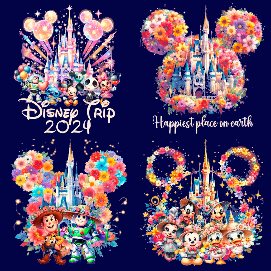 Bundle Disney Family Trip 2024 Png, Designs Magical Castle Png