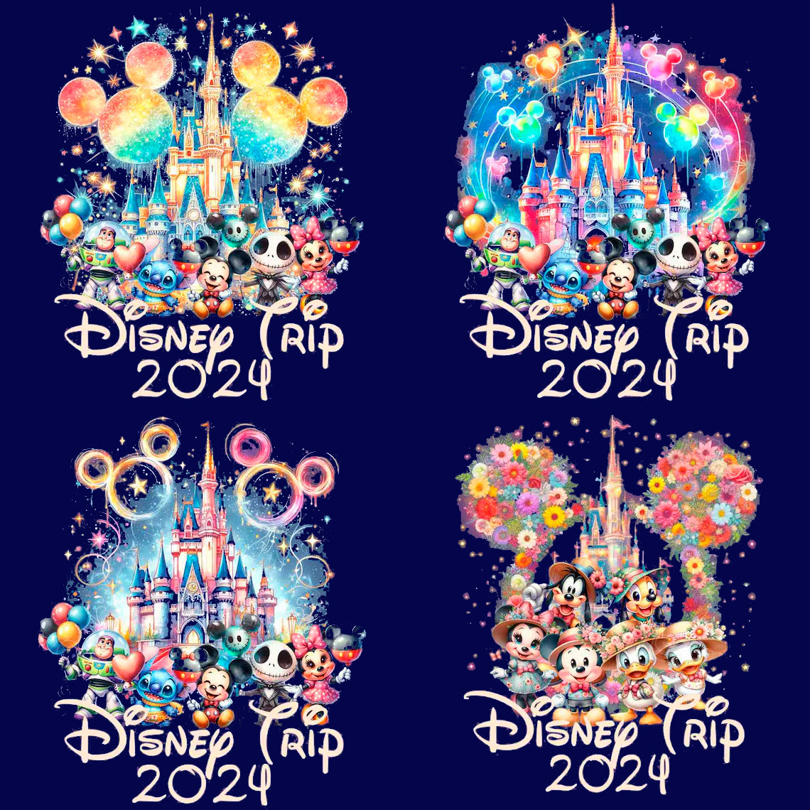 Bundle Disney Family Trip 2024 Png, Designs Magical Castle Png