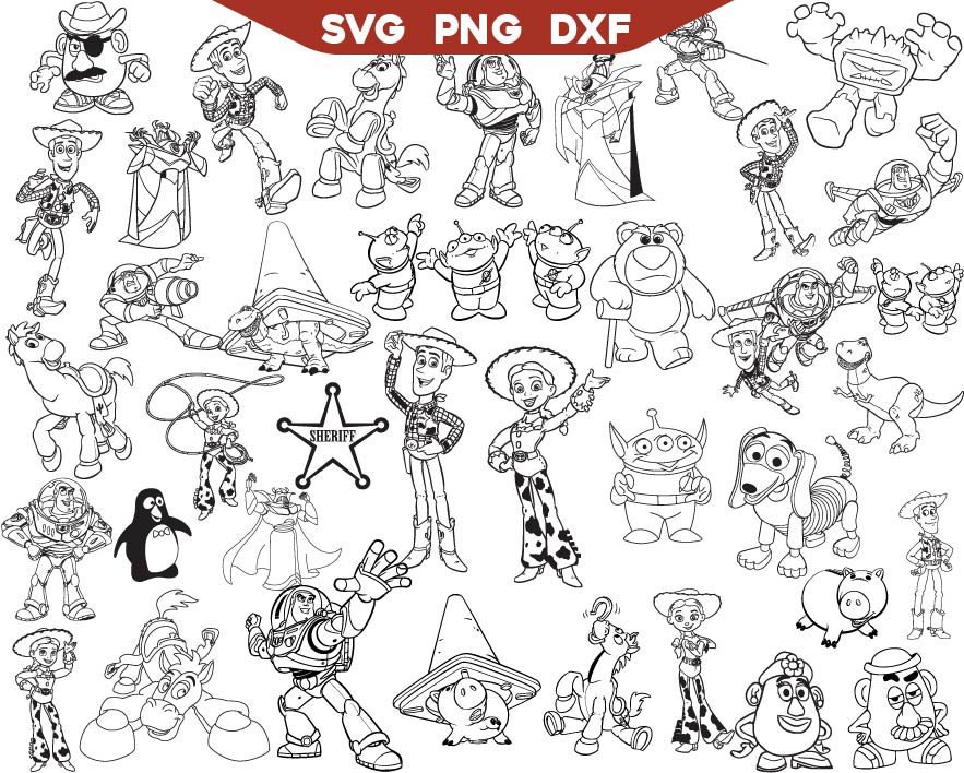 Outline Toy Story Svg, Toy Story Svg