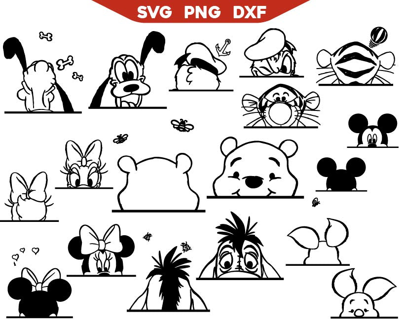 Peeking Winnie The Pooh Svg Bundle, Peeking Mouse Svg